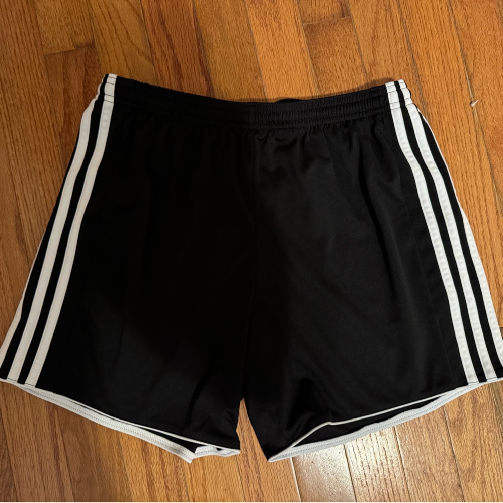 adidas Black Athletic Shorts with White Stripes